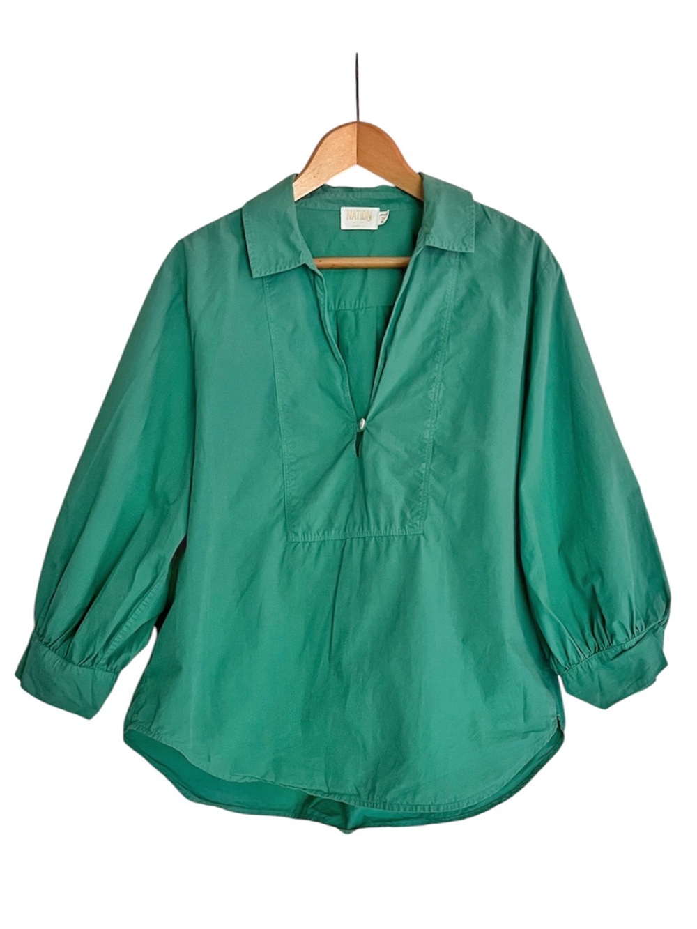 Nation LTD Everlee Shirt IN Green, sz XL. MSRP $169